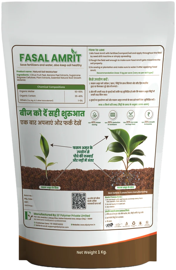 Fasal Amrit package back: how to use, composition and manufacturer details